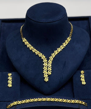 Graceful Y-Drop Gold Jewelry Ensemble